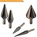 Titanium HSS Step Drill Bits Set with 1/4-Inch and 3/8-Inch Shanks By Centh, SAE, 5-Piece with Aluminum Protective Case