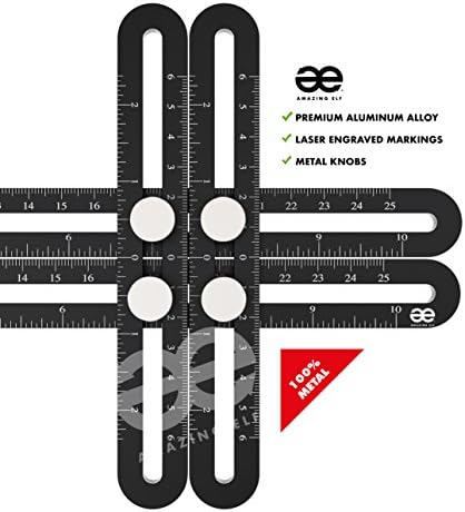 	Angleizer Template Tool Aluminum Alloy Metal Multi-Angle Measuring Ruler with Laser Engraved Markings by Amazing Elf
