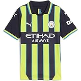 PUMA Kids Boys Manchester City F.C. Away Collared Short Sleeve Replica Jersey Casual - Black, Yellow