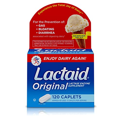 Lactaid Original Strength Lactose Intolerance Relief Caplets with Natural Lactase Enzyme, 120 ct.