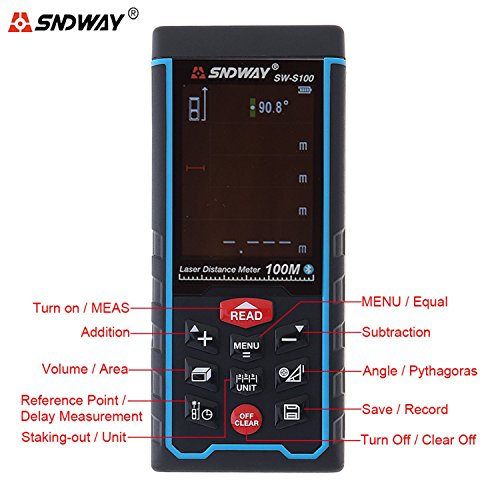 SNDWAY SW-S100 100M 328FT Digital Diastimeter Laser Distance Meter Laser Rangefinder Meter Area Volume Measure Tool