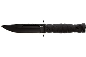 Smith & Wesson M&P Special Ops High Carbon S.S. Full Tang Fixed Blade Survival Knife with Clip Point, Rubberized Handle, Sawb