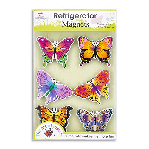 SUPCOOKI 6pcs Beautiful Glass Refrigerator Magnets Funny Fridge Stickers Magnet Fun Butterfly Home Decoration Funny for Office Cabinets Whiteboards Decorative Photo Abstract