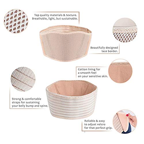 Maternity Belt - Pregnancy Support Belt, Adjustable Belly Band for Prenancy, Breathable Abdominal Binder, Back Support, Beige