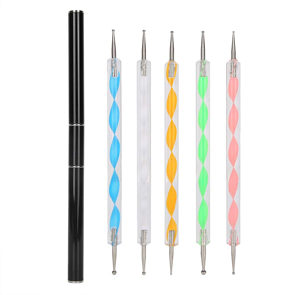ANKROYU 5PCS 2-Way Dotting Pen Set for Nail Art, Nail Tip Brush Pens, Multicolor Dotting Tools for Embossing, Clay Sculpting, Painting, and Nail Design