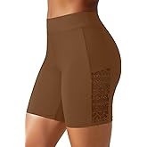 7" Swim Shorts Women - High Waisted Swimsuit Shorts Tummy Control Bathing Suit Lace Bottom with Liner