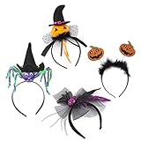 Set of 4 Halloween Pumpkin Witch Spider Headbands by Spooktacular Creations for Halloween Party Supplies, Cosplay, Photo Booth (One Size Fit All)