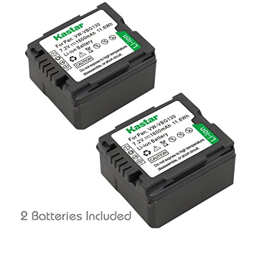 Kastar Battery 2 Pack for Panasonic VW-VBG130 & Panasonic Lumix DMC-L10, HDC-HS250, HDC-HS300, HDC-HS700, HDC-SD10, HDC-SD600, HDC-SD700, HDC-SDT750, HDC-TM10, HDC-TM15, HDC-TM300, HDC-TM700, SDR-H80