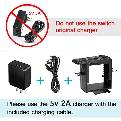 Controller Charger for Nintendo Switch, Charging Dock for Switch Joy-con and Pro Controller, Storage Rack for Switch Accessories