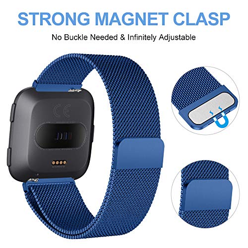 KIMILAR Metal Bands Compatible with Fitbit Versa/Versa Lite Bands, Women Men Small Large Stainless Steel Replacement Sport Bracelet Strap Wristbands Accessories with Magnet Lock - Thumbnail 3