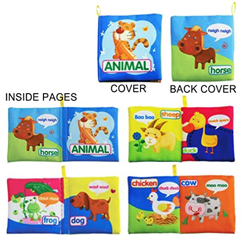 (Pack of 4) Baby's First Non-Toxic Anti-tear Fabric Book Soft Cloth Book Set --- Learning Animals, Numbers and Vegetable - Thumbnail 2