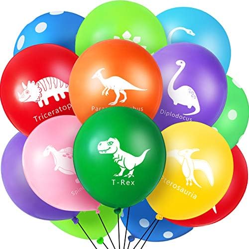 50 Pieces Dinosaur Party Balloons, 12 inch Dinosaur Latex Balloons in ...
