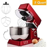 Stand Mixer, 600W Tilt-Head Kitchen Electric Food Mixer with 6-Speed Control, 5-Quart Stainless Steel Bowl, Dough Hook, Whisk, Beater, Splash Guard (red)
