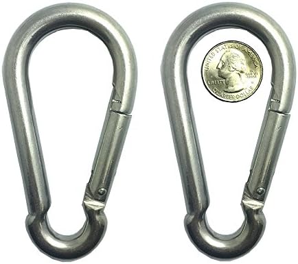 CenBuy 12KN stainless steel Carabiner D Shape Buckle Pack, Keychain Clip, Spring Snap Key Chain Clip Hook Buckle (2PCS 4")