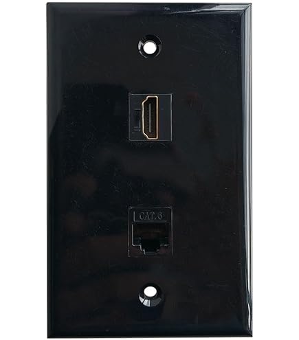 RiteAV Cat6 Ethernet & HDMI Wall Plate - Dual Port Decorative Wall Plate In Black