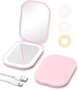 Gospire Lighted Travel Makeup Mirror 1X 3X Magnification Pink
