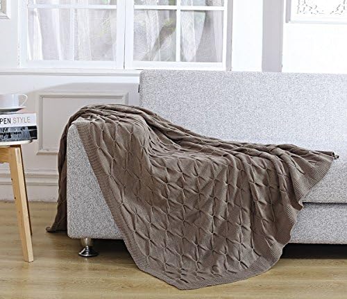 Anna Ricci Knitted Chunky Collection Super Soft 100% Acrylic Throw Blanket (Kahki, 50x70 inches, Set of 1)