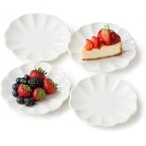 SHIDACHENG White Small Dessert Plates Set of 4,Ceramic Dinner Plates 6 Inch for Appetizer, Fruits, Cake, Salad,Microwave Safe,Christmas Gift