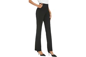 iChosy Women's Stretchy Straight Leg Dress Work Pants Business Office Casual Slacks with Pockets