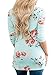 FARYSAYS Womens 3 4 Sleeve Floral Print Choker V Neck Cutout Blouses Top, Light Blue, (US 16-18)XL