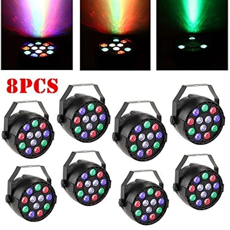 8PCs RGBW PAR64 12 LED DMX-512 Proyector Luz del Club Luz de Suelo ...