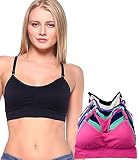 Barbra's 6 Pack Plus Size Wirefree Yoga Bras with Removable Pads (Plus, Color)