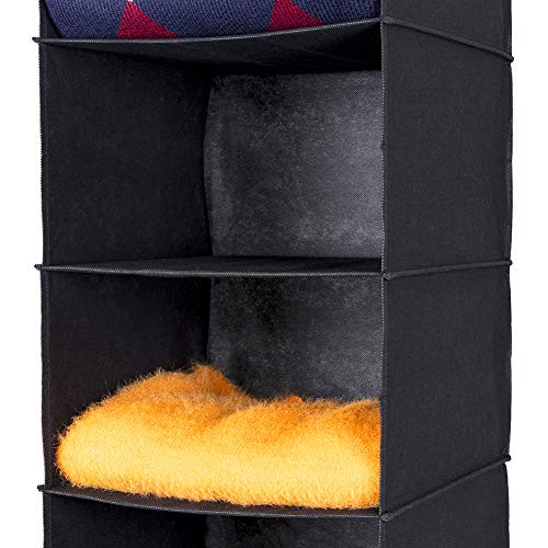 MAX Houser 6 Tier Shelf Hanging Closet Organizer, Cloth Hanging Shelf with 2 Sturdy Hooks,for Storage,Foldable (Black) - Thumbnail 4
