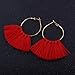 Elogoog Clearance Large Hoop Earrings Gold Fashion Jewelry Women Girl Long Tassel Earrings (Red)