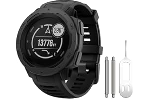 NotoCity for Garmin Instinct Band, Soft Silicone Replacement Watch Strap Compatible with Garmin Instinct 2/ Solar/Tactical(black)