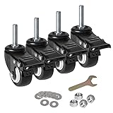 8T8 2 Inch Caster Wheels with Brake, PU Casters Set