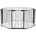 Teekland 204-Inch Super Wide Adjustable Gate and Play Yard，Fireplace Fence/Wide Barrier Gate with Auto Lock Walk-Through Door in Two Directions(Black,8Panels)
