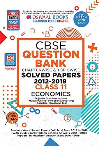 Oswaal CBSE Question Bank Class 11 Economics Book Chapterwise & Topicwise Includes Objective Types & MCQ's (For March 2020 Exam)