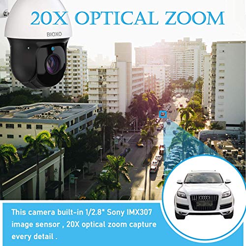 PoE Camera with 64GB SD Card, Bioxo 30X Zoom Auto Tracking POE+ IP Camera, High Speed 492ft