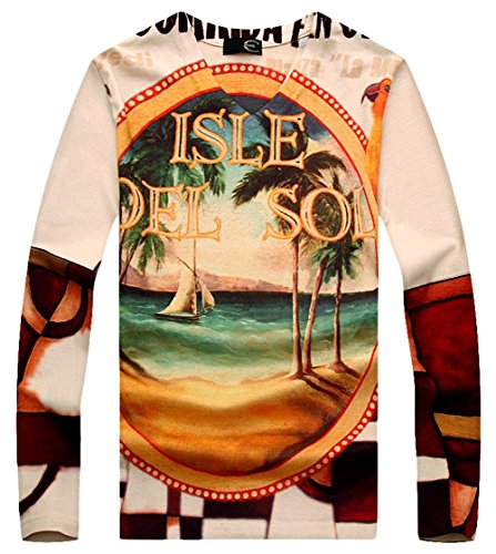 Cavlii Men's Original Design Long Sleeve Print Pullovers Cotton Sweaters Orange L Cavlii Men's Original Design Long Sleeve Print Pullovers Cotton Sweaters Orange L