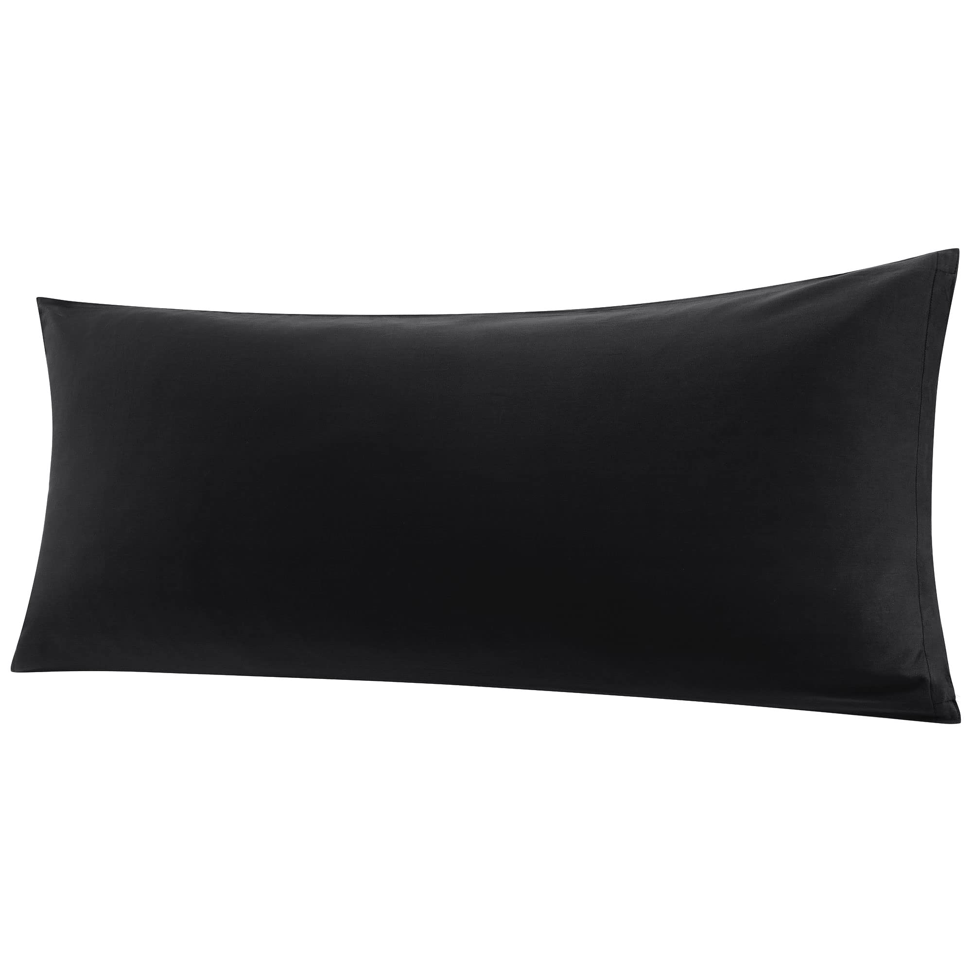 PiccoCasa Bolster Pillow Case Egyptian Cotton Body Pillow Cover 300 Thread Count Soft and Breathable Long Pillowcase with Zipper Closure Black 20"x72" (6ft)