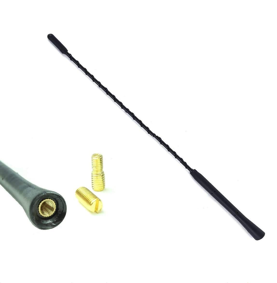 XtremeAuto® Universal Black Large 40cm Car Whip Aerial Antenna FM/AM Radio Reception Includes Adapters