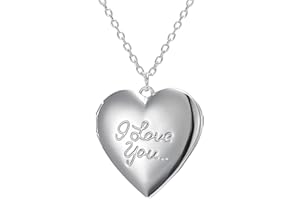 Silver Photo Locket Necklace Memorial Gifts for Loss of Loved One Girls with Picture Inside Heart Pendant Layered Necklaces f