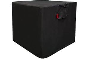 Cover Geny Outdoor Waterproof Patio Durable Fire Pits Cover, Fits for Ciays, Yaheetech, OutVue Square Gas Fire Table, 600D Heavy Duty Black Fire Cover with Ajustable Draw-String 32"L x 32"W x 24"H