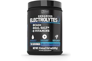 ZEAL NATURALS Enhanced Electrolyte Powder (Blue Raspberry | 90ct.) + BCAA, B-Vitamins & Real Salt® - Hydration Powder w Potassium, Sodium, Zinc, Magnesium for Hydration