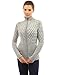 PattyBoutik Women Mock Neck Marled Zip Up Cardigan (Light Gray and White Medium)