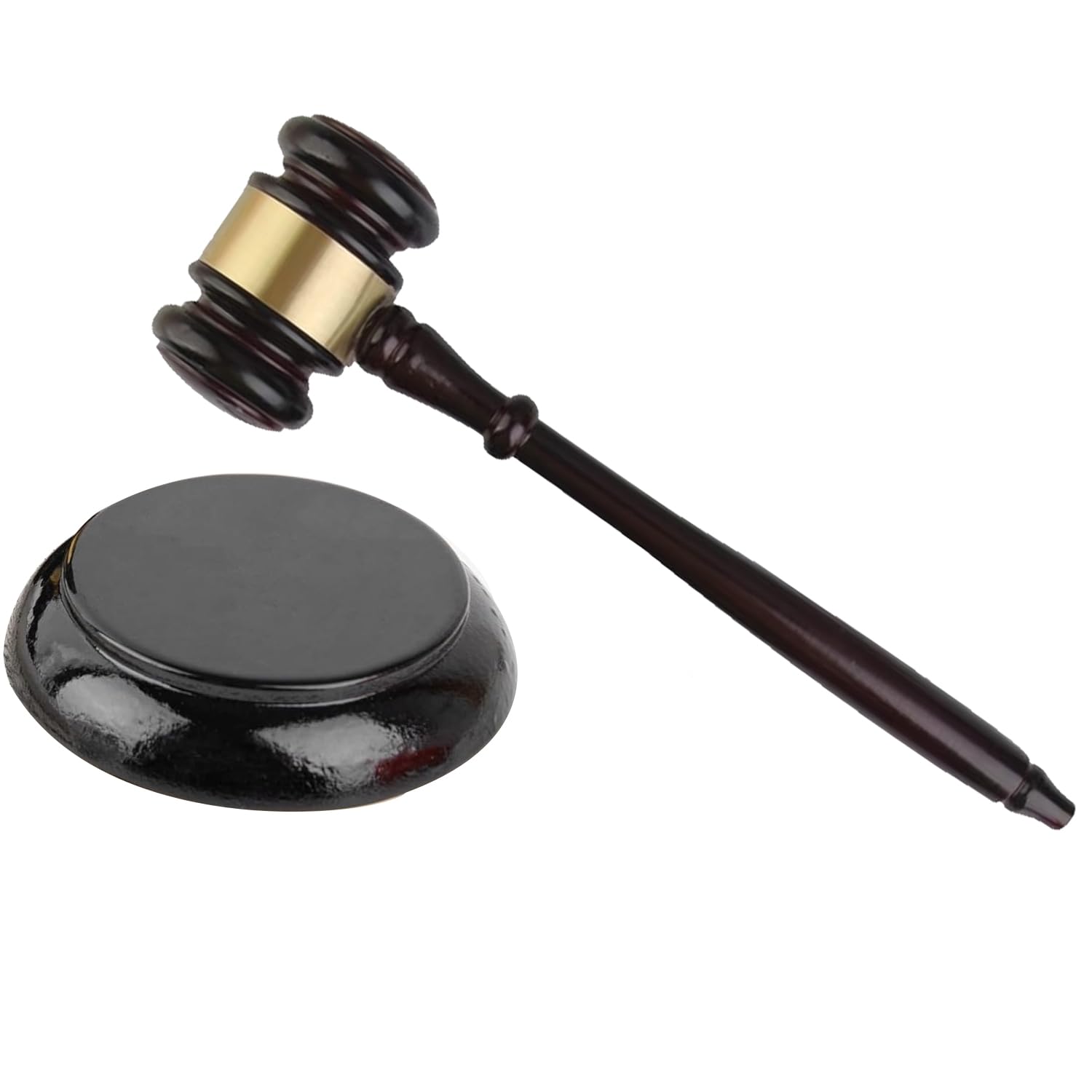Ompinda Handcrafted Solid Wooden Judge Gavel and Gavel Sound Block Round Judge Hammer for Lawyer Judge/Auction Sale Meeting/Students Play Props and Gifts