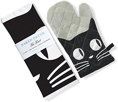 Kitchen Set: Big Eyes Cat Tea Towel &amp; Oven Mitt