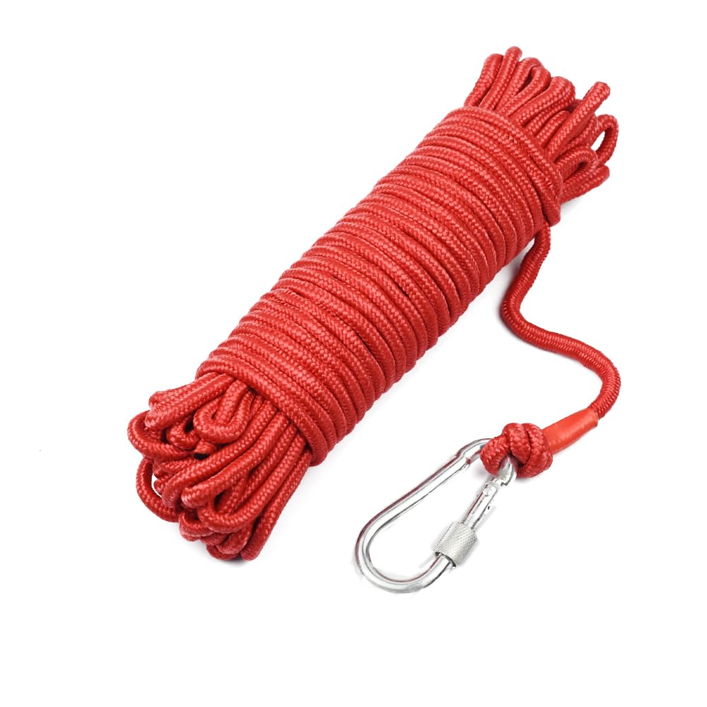 KOMUNJ 10m Floating Anchor Mooring Rope Multifunction 6mm Kayak Canoe Tow Throw Line with Carabiner for Swimming Boating Fishing Sports Rescue