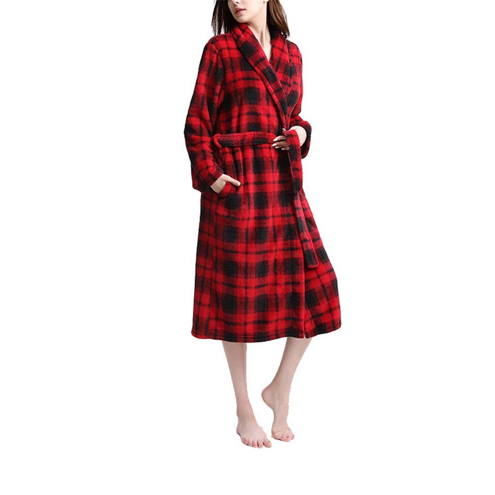 A2 Xxl XJKLFJSIU Creative Red Checkered Bathrobe Pajamas Women/Thick