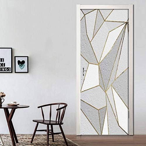 Wall Sticker Mural DIY Decals PVC Wallpaper Geometric Door Sticker Self Adhesive Print for Renew Art Picture 77x200cm