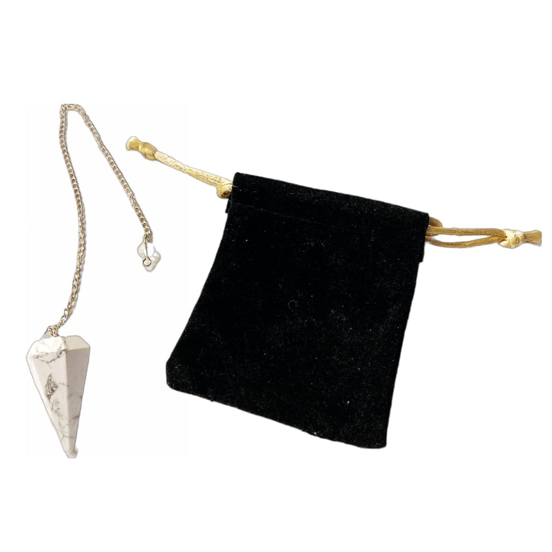 Natural Stone Amethyst Pendulum Crystal Pendulum Hexagonal Vintage Crystal Pendulum for Dowsing Pendulum Chakra Reiki Divination Wiccan Meditation (Howlita)