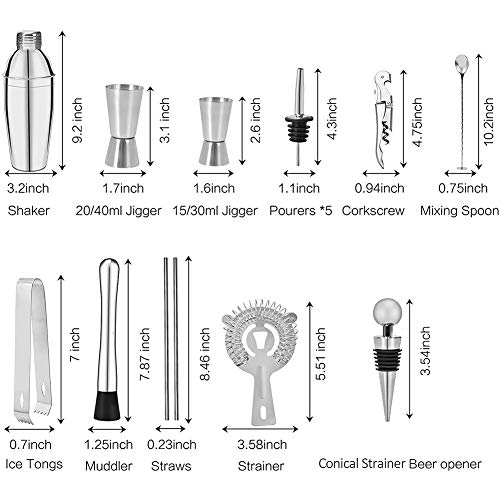 ZAselect Cocktail-Shaker mit drehbarem Ständer, 30-teiliges professionelles Barkeeper-Set, Edelstahl Cocktail-Shaker Set… – Bild 5