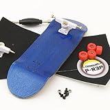 Peoples Republic 32mm Blue Complete Wooden Fingerboard w Nuts Trucks - Basic Bearing Wheels