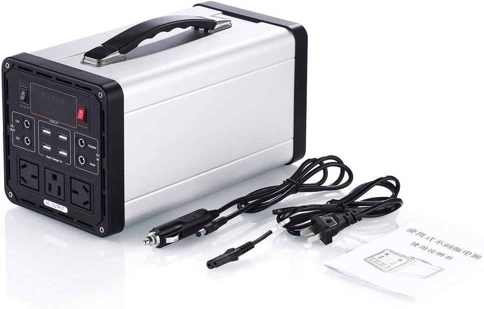 Bespov 460Wh Lithium Battery Solar Generator Backup Power Supply, 110V/500W Pure Sine Wave AC Outlet, Solar Generator (Solar Panel Optional) for Outdoors Camping Travel Hunting Emergency