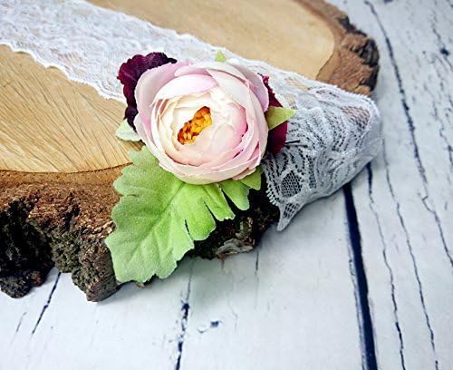 Burgundy Blush Pink Greenery Pin Cip Silk Flowers Peony Dusty Miller Hair Piece Bridal Accessory